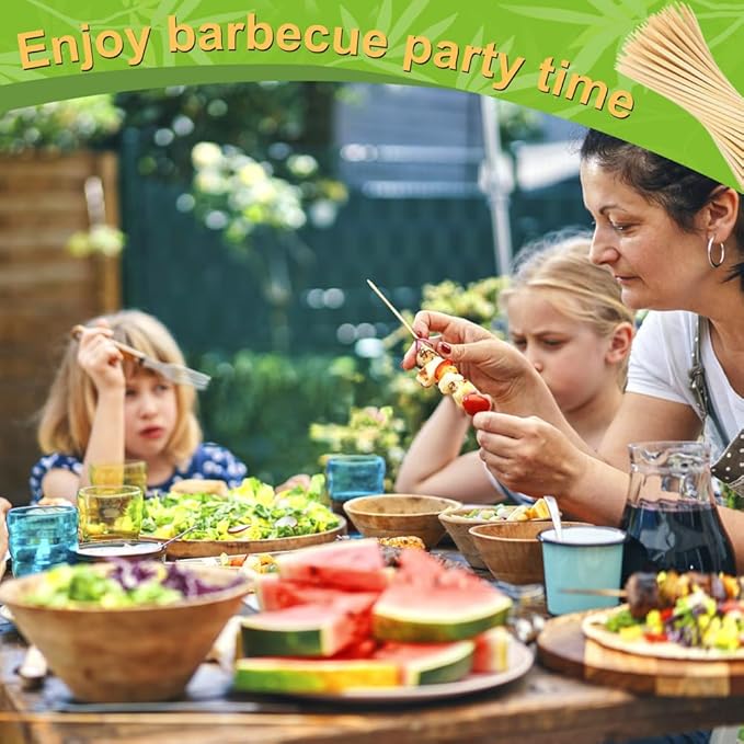 300 Pcs 12 inch Natural Bamboo Skewers, Φ=4mm, PEOUWNES Food Sticks for Appetiser, BBQ, Fruit，Cocktail, Grilling Kebabs, Bouquet, Chocolate Fountain, Corn Dog, Kitchen, Barbecue, Crafting and Party