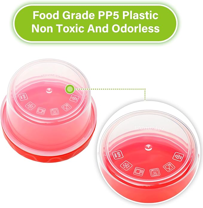 EONJOE 4oz Plastic Containers with Lids Reusable Dishwasher Freezer Safe Airtight, 6-Pack