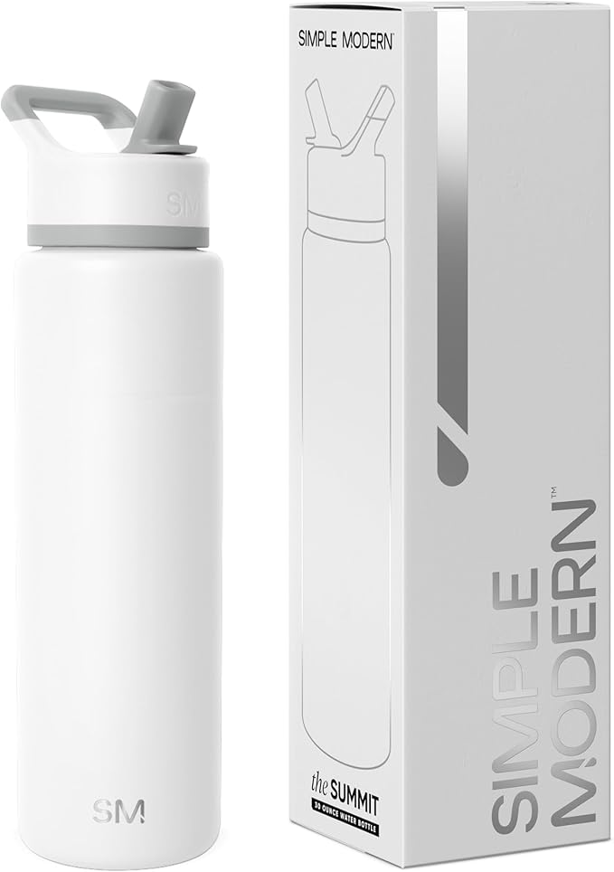 Simple Modern Water Bottle with Straw Lid | Vacuum Insulated Stainless Steel Metal Thermos | Reusable Leak Proof BPA-Free Flask for Sports Gym | Summit Collection | 30oz, Winter White Mix