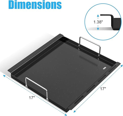 "17 Inch Full-Size Griddle Inserts for Charbroil Performance 2 Burner 463631410 463660421 463655621 463622514 463630422 463343015, Flat Top Griddle Plate Parts for Charbroil G460-0500-W1 G430-0016-W1"