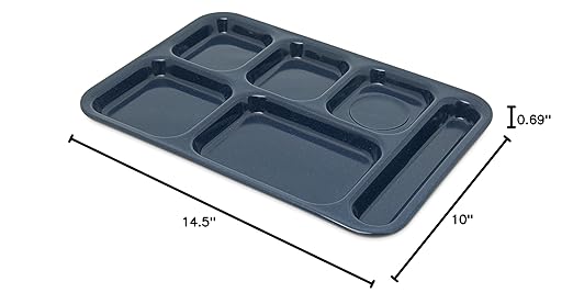 Carlisle FoodService Products 4398835 (6)Compartment Tray - Right-Handed, 14-.5x10 Cafe Blue, Dozen