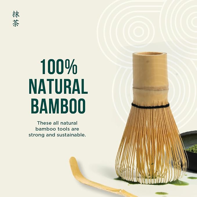 Jade Leaf Matcha - Traditional Starter Set - Japanese Matcha Gift Set Includes: Bamboo Whisk (Chasen), Scoop (Chashaku), Stainless Steel Sifter, Fully Printed Handbook