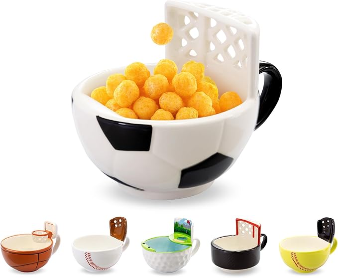 MAX'IS Creations The Soccer Mug with a Goal, Kids Christmas Gift Toy Cup for Kids Boys 8-12 12-14 Girls Coach Gifts Men, Mom Gifts, Funny Coffee Mug Soccer Ball Cereal Bowl, 14oz