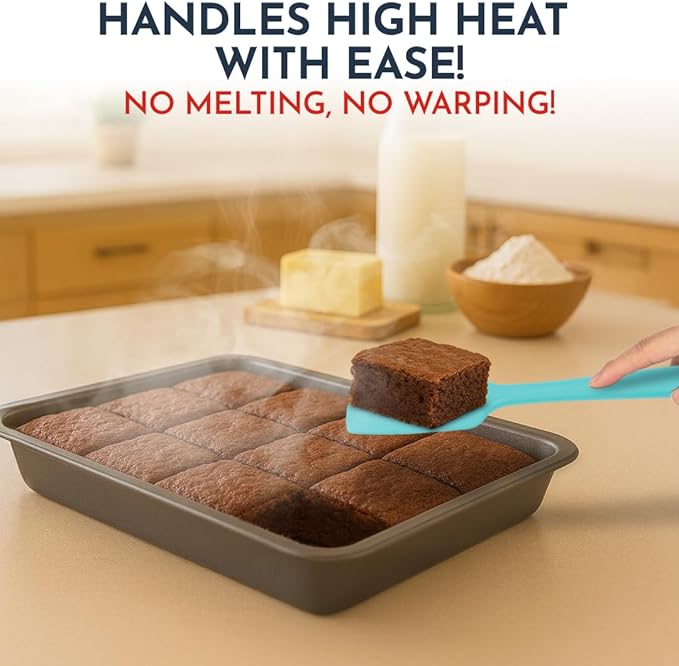 4-Piece Aqua Baking Spatula Set - Holiday Baking Essentials, Rubber Spatulas Silicone Heat Resistant, BPA-Free - Spatula Set for Nonstick Cookware - Silicone Baking Utensils
