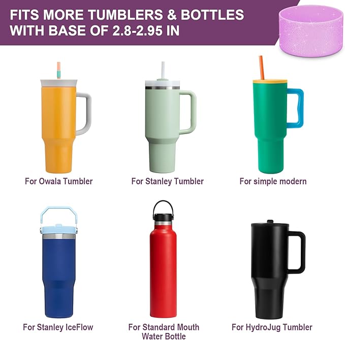 2PCS Glitter Silicone Boot for Owala Water Bottle, Anti-Slip Protective Sleeve for Owala Twist,FreeSip and Flip Stainless Steel Water Bottle, BPA-Free, Dishwasher Safe, Accessories