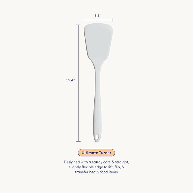 GIR: Get It Right Silicone Turner Spatula - Non-Stick & Heat Resistant - Silicone Spatula for Cooking & BBQs - Lifts, Flip, and Transfer Food Items - 13 Inch, Studio White