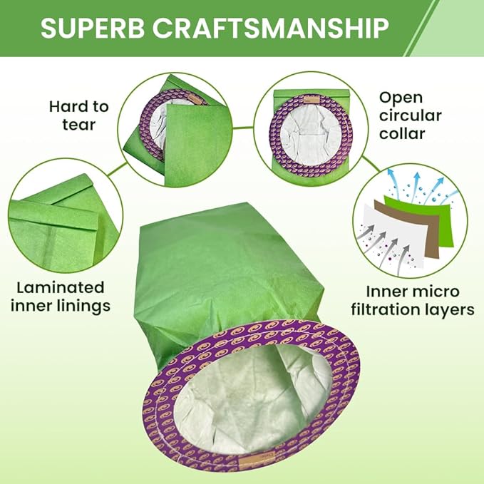 20 Pack 100331 Backpack Vacuum Bags Compatible with ProTeam 10 QT Backpack Vacuum Cleaner，Replace Part #100331 Open Cirular Collar