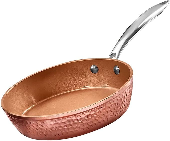 Gotham Steel 9.5" Hammered Pan with Tempered Glass Lid and Cool Touch Handles, Ultra Nonstick Fry Pan, Scratch Resistant Dishwasher Oven-Safe, Non-toxic Frying Pans and Skillets Cookware As Seen on TV