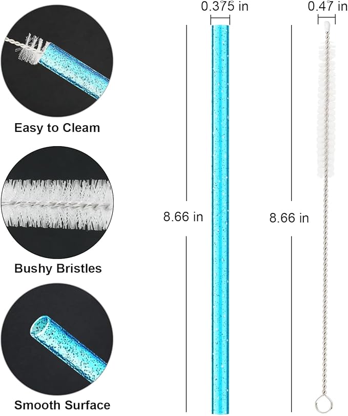 Replacement Straw for Stanley 14 oz 20 oz Cup Tumbler, 6 Pack Long Reusable Color Straws with Cleaning Brush, Dishwasher Safe, Plastic Straws for stanley cup accessories