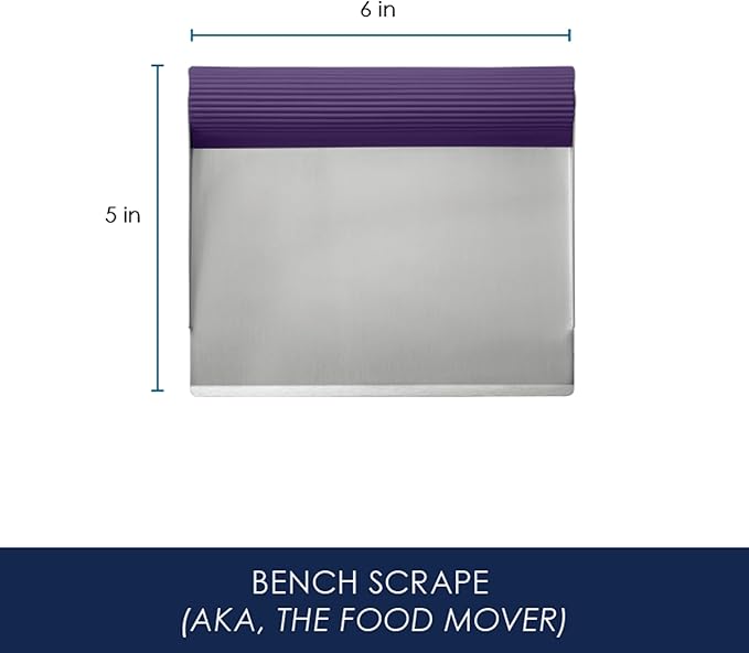 Rachael Ray Tools and Gadgets Stainless Steel Pastry Scraper / Bench Scrape / Kitchen Tool for Baking and Cooking / Dishwasher Safe, Purple