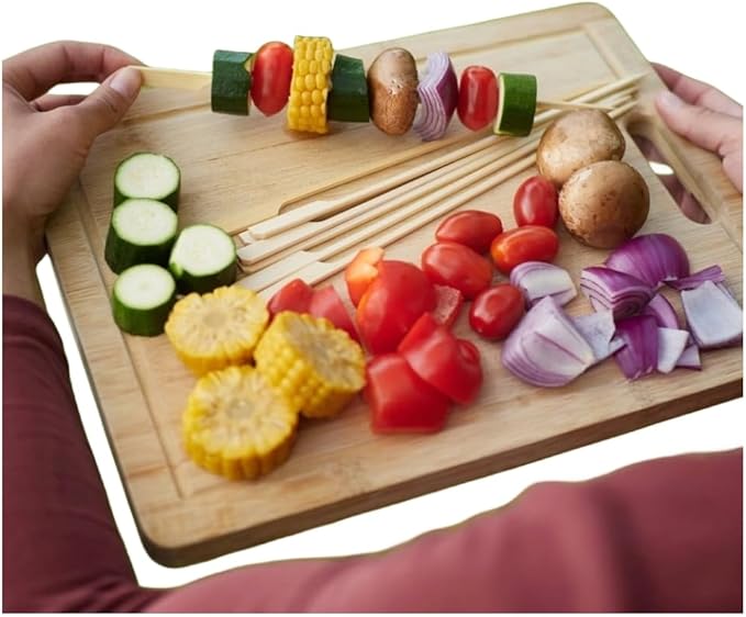 10 Inch (400 Pack) Natural Bamboo Skewers Wide Flat Paddle Bamboo Wood Picks for Grilling, Appetiser, Fruit, Cocktail, Kabob, Barbecue, Sausage