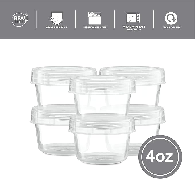 (4 Ounce 20 Pack) Clear Twist cap Containers With Clear Screw on Lids Twist Top Food Storage Freezer Containers