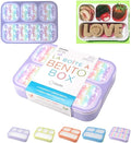 Unicorn Bento Box Lunch Box for Girls, Kids | Snack Containers with 4 Compartment Dividers, Boxes for Toddlers Pre-School Daycare Lunches BPA Free, Food & Microwave Safe | Purple Rainbow Unicornio