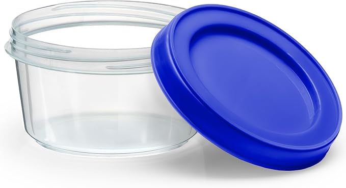 DecorRack 4 Pack - 7 oz Plastic Food Storage Containers with Screw Lids, BPA-Free, Reusable Stackable Jars for Portion Control, Snacks, Travel, Kitchen, Freezer, Art and Craft (Assorted Color)
