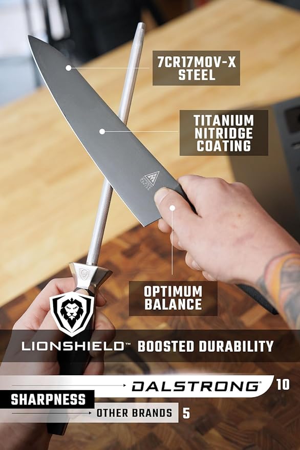 DALSTRONG 12-piece Professional Knife Block Set - Shadow Black Series - Black Titanium Nitride Coated - High-Carbon Stainless Steel Knife Set with Block - NSF Certified Premium Kitchen Set
