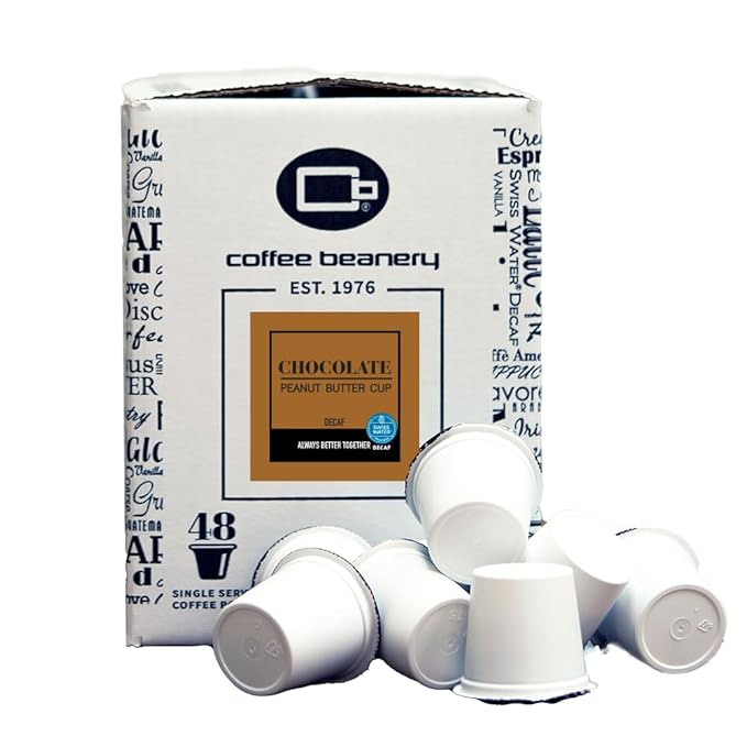 Chocolate Peanut Butter Cup Decaf Coffee Pods by Coffee Beanery | 48ct Bulk Flavored Decaf Coffee Pods Medium Roast Coffee Pods| 100% Specialty Arabica Coffee| Gourmet Coffee Pods