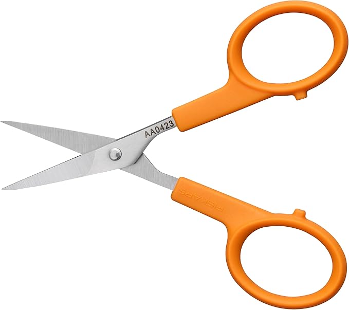 Fiskars Orange-Handled Straight Detail Scissors, Stainless Steel Blades, Ambidextrous Double-loop Handle