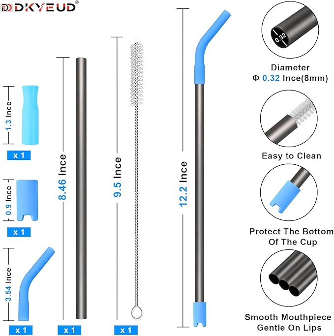 Quality Upgraded 8.5In Medical-Grade Pure Titanium Straw Set 1PCS, Lightweight, Corrosion Resistance, No Metal Flavor, BPA Free, Eco-Friendly Metal Straws Reusable, Suitable For Sensitive Bodies