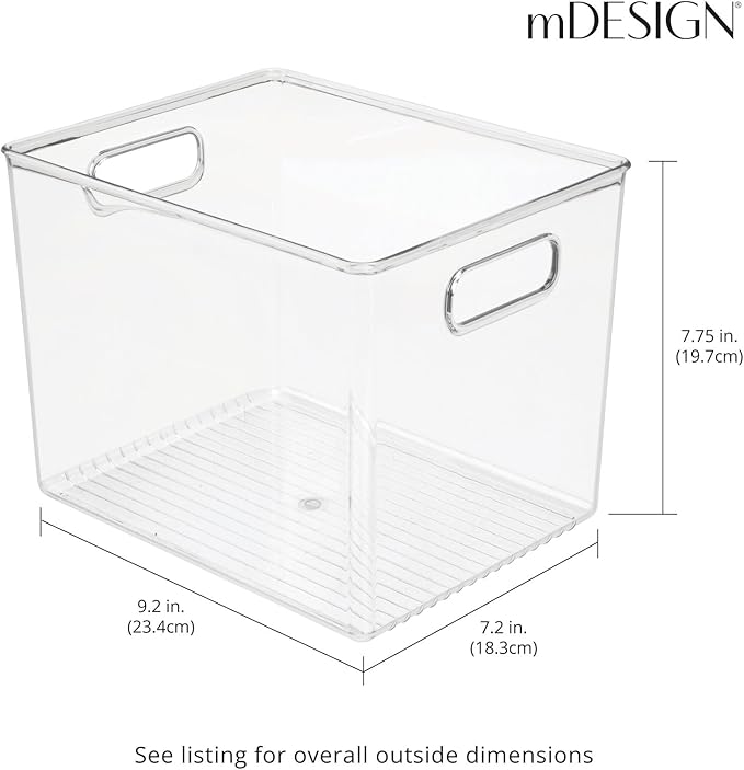 mDesign Plastic Storage Closet Organizer Bin, Container Bin for Entryway, Hallway, Bedroom, Linen, and Coat Closet - Organization for Clothing, Blankets, Toys, and Accessories, Ligne Collection, Clear