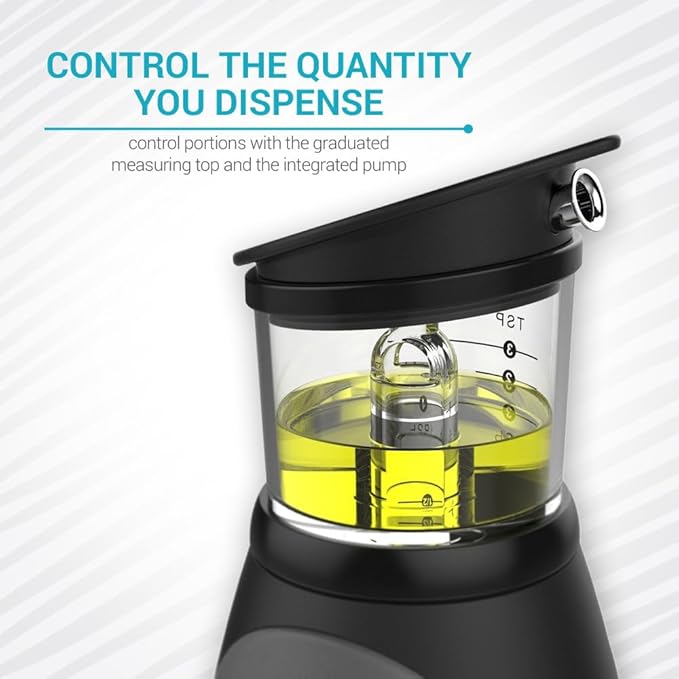 Belwares Olive Oil Dispenser Bottle with Pump - Oil Dispenser for Kitchen, Glass Oil and Vinegar Dispenser Set, Measured Cruet for Cooking - Ideal Oil Bottles for Kitchen Gadgets & Gifts, 2 Pack