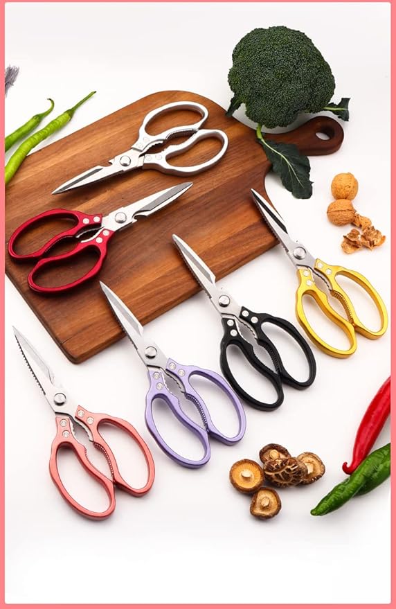 AWinjoy Heavy Duty Sharp Kitchen Scissors, Dishwasher Safe, Cooking Shears for Meat, Chicken, Fish, Poultry, Herb, Bread (Black)