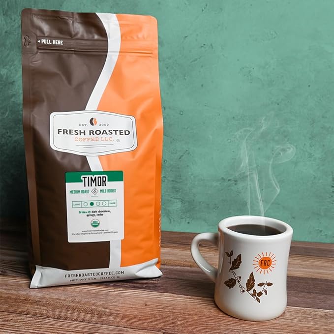 Fresh Roasted Coffee, Organic Timor | USDA Organic, 100% Single Origin, Kosher | Medium Roast 5 lb (80 oz) Whole Bean