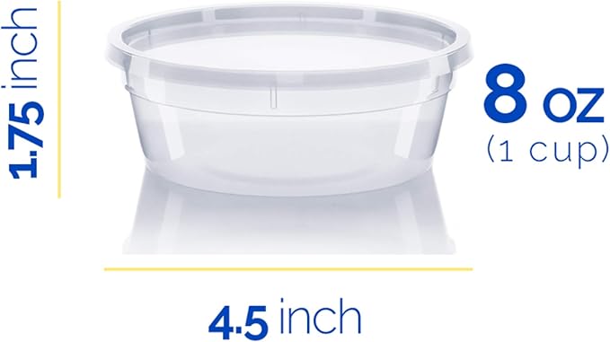 Healthy Packers Food Storage Containers with Airtight Lids (8 oz, 24 Pack) - Clear Plastic Food Storage Jars - Great for Your Slime Kit - BPA Free| Leakproof - Microwaveable - Reusable & Freezer Safe