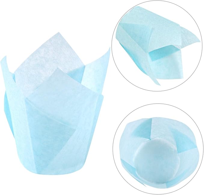 Ruisita 150 Pieces Mini Baking Cups Tulip Baking Cups Cupcake Liners Muffin Liners for Wedding, Birthday, Baby Shower Parties, 6 Colors (Multicolor 1)