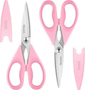Gifts for Women, Mom, Wife, Her - Couple, Happy Birthday, Wedding Gifts, Christmas Day, Housewarming Gifts, iBayam Kitchen Scissors Heavy Duty Meat Poultry Shears Dishwasher Safe, Pink Stuff