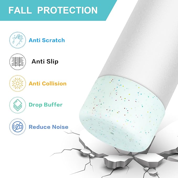 2PCS Glitter Silicone Boot for Owala Water Bottle, Anti-Slip Protective Sleeve for Owala Twist,FreeSip and Flip Stainless Steel Water Bottle, BPA-Free, Dishwasher Safe, Accessories