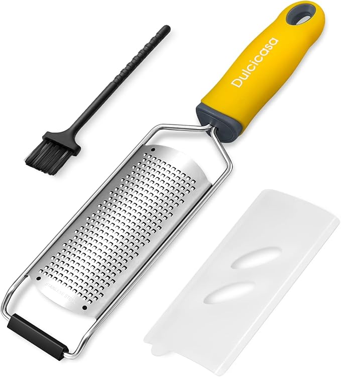 Classic Zester and Grater - Professional Kitchen Lemon Zester for Lime, Cheese, Garlic, Ginger, Chocolate, Vegetables, Fruits, Dishwasher Safe (Wide)