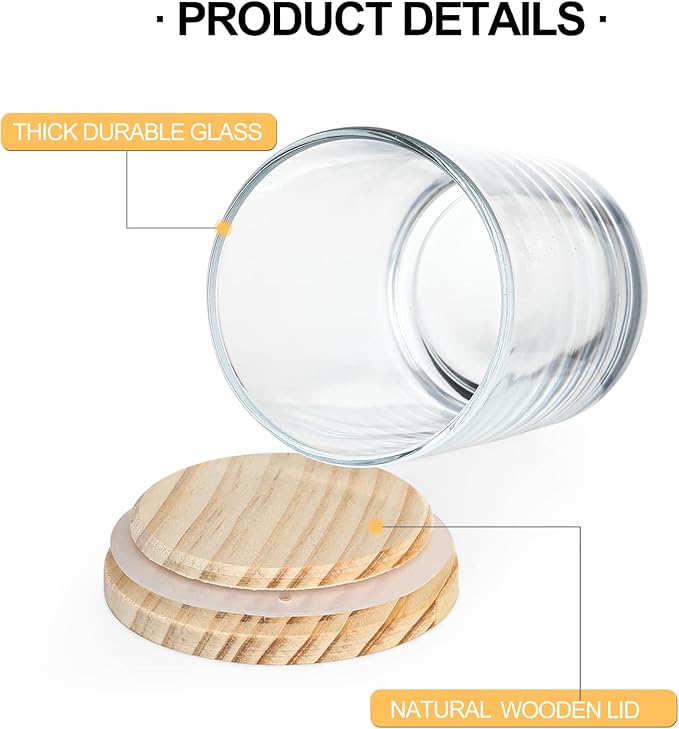 Thick Candle Jars for Making Candles 12 Pcs, 7 OZ Empty Jars with Wood Lids for Candle Making, Sample Container, Frosted Blue