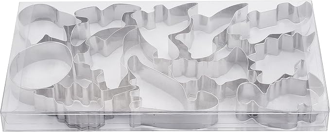 Dinosaur Cookie Cutters Set Small Size Stainless Steel Shaped for Kids Birthday Party Supplies,Footprint,Dinosaur Eggs,different dinosaur shapes.