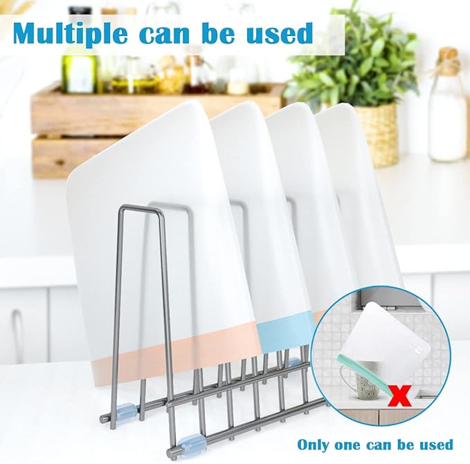 IDEATECH Reusable Silicone Bags Rack, Drying Rack for Storage Bags, Stainless Stand for Reusable Freezer Bags, File Organizer Desktop Storage Book Shelf (Grey)