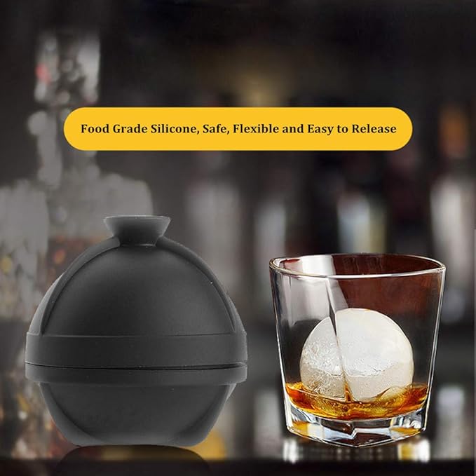 Ice Ball Molds Set of 4,Whiskey Ice Ball Maker Mold,Silicone Sphere Ice Molds with Built-in Funnel,Large Round Ice Cube Molds Make 2.5 Inch Sphere Ice for Whiskey & Cocktails