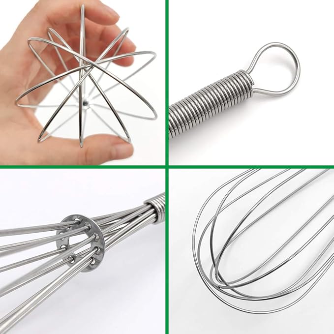 ForTomorrow Stainless Steel Whisk Set - 8"+10"+12" Thin Handle Wisk Balloon Wire Whisks Kitchen Tool for Cooking, Baking, Mixing Blending, Whisking, Beating, Stirring