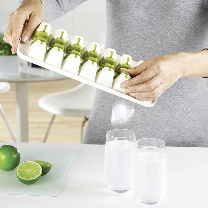 Joseph Joseph QuickSnap Ice Cube Tray with Cover Lid Easy-Release No-Spill Stackable Odor-Free Dishwasher Safe, Green