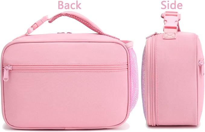 FlowFly Kids Lunch box Insulated Soft Bag Mini Cooler Back to School Thermal Meal Tote Kit for Girls, Boys, Glitter-Unicorn
