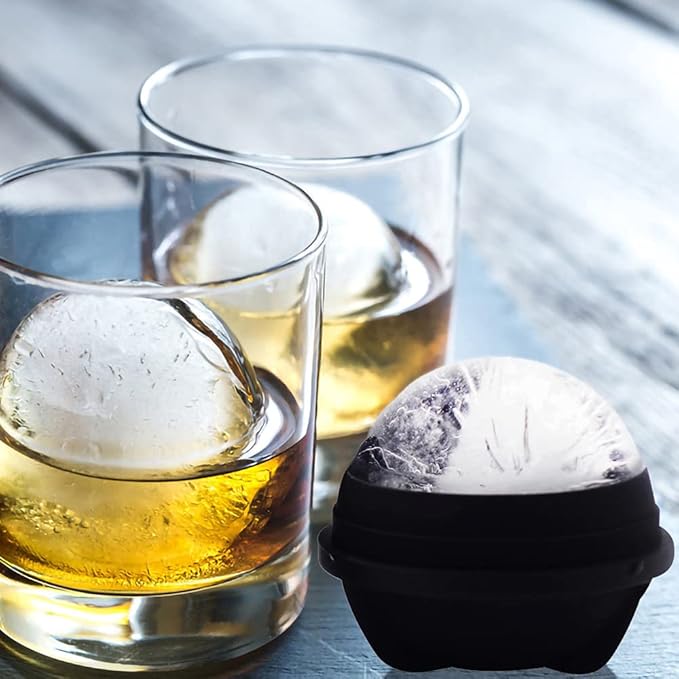 Ice Ball Molds Set of 4,Whiskey Ice Ball Maker Mold,Silicone Sphere Ice Molds with Built-in Funnel,Large Round Ice Cube Molds Make 2.5 Inch Sphere Ice for Whiskey & Cocktails