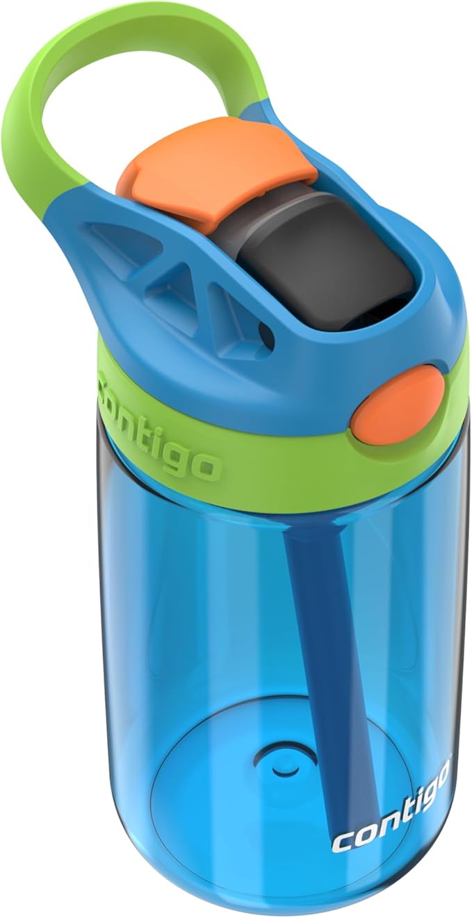 Contigo Autospout Kids Water Bottle 14oz Single Pack Blue Poppy/Cool Lime