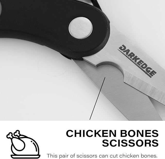 Kitchen Scissors with Magnetic Holder Heavy Duty Magnetic Scissors for Fridge, Kitchen Shears Magnet Sheath Set for Food Meat Pizza Herb Vegetables, Black