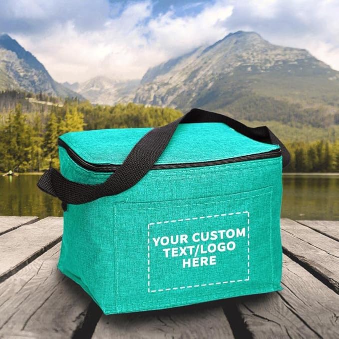 Custom Insulated Cooler Lunch Bag Set of 10, Personalized Bulk Pack - Perfect for Work, Travel, Outdoor Events - Mint