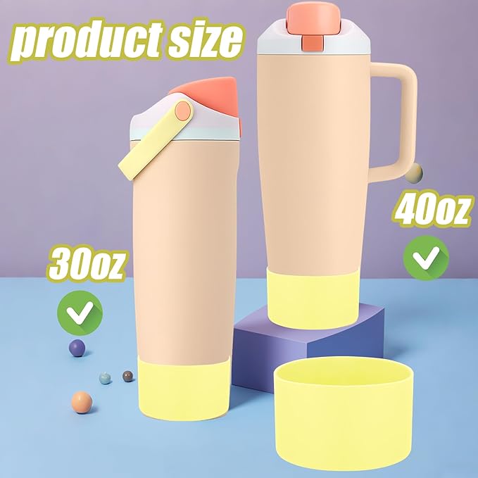 Mity rain 2PCS Protective Silicone Boots for Owala 30oz & 40oz FreeSip Sway Bottles & Tumblers - Accessories for owala, Enhances Stability & Prevents Scratches (Sunny Yellow)