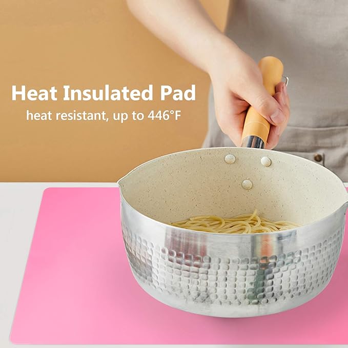 Gartful Extra Large Silicone Mats for Countertop, 28" by 20" Multipurpose Mat, Counter Table Protector, Desk Saver Pad, Placemat Nonstick Nonskid Heat-Resistant Pad, Pink