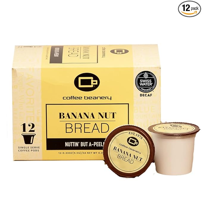 Banana Nut Bread Decaf Coffee Pods by Coffee Beanery | 12ct Medium Roast Arbica Coffee