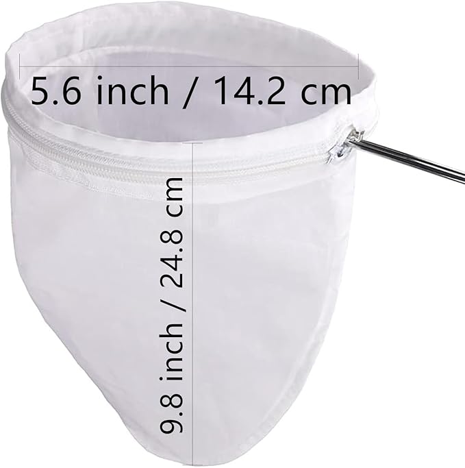 WMKGG Ultra Fine Mesh Strainer Bags, Reusable Mesh Filter Bags with Stainless Steel Handle Frame for Filter NutMilk, Coffee, Milk, Butter, Juices and Fresh Cheese (Small Size)