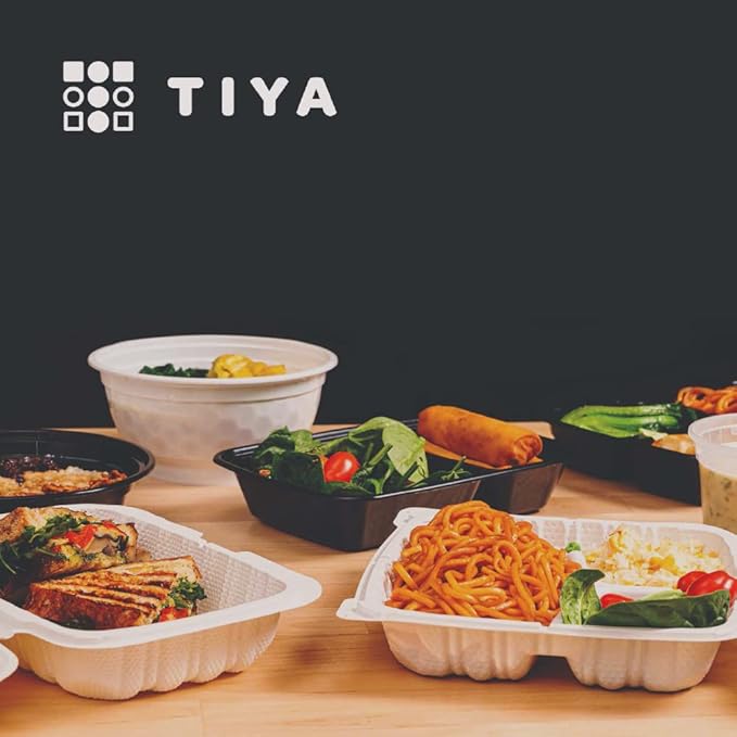 TIYA Food Containers - 32 oz Bulk 150 Pack with Lids - Rectangular Plastic To-Go Containers - Reusable, Microwavable, Dishwasher Safe - Leak-Proof for Meal Prep - BPA-Free