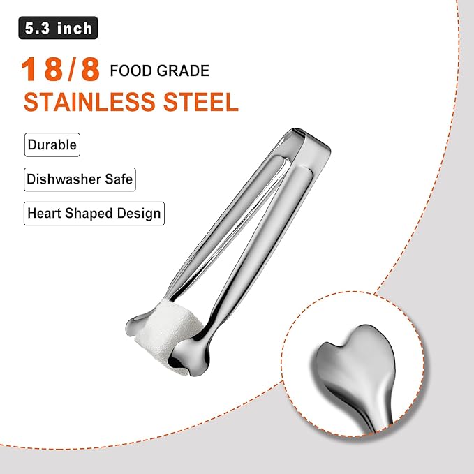 Serving Tongs, Anytrp 12-Packs Stainless Steel Sugar Tong, 5.3inch Small Tongs for Serving Food, Appetizers, Buffets, Coffee Bar, Kitchen, Tea Party, Desserts Party and Ice Bucket