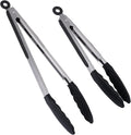Silicone Kitchen Tongs for Cooking - 9+12 Inch Heat-Resistant Stainless Steel Cooking Tongs with Non-Slip Handle, Non-Scratch Tips for, BBQ, Salad & Air Fryer - 2-PieceRedSet