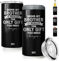 SANDJEST 4-in-1 Design Brother Tumbler & Can Cooler Gift - Being Brother is the Only Gift You Need Cans Coozie - Black Can Holder Christmas Birthday Gifts for Brothers from Sisters, Bros